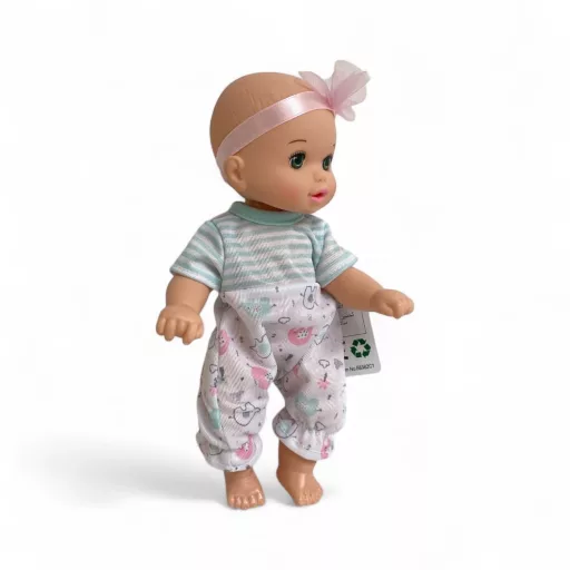 Baba, hagyományos, csecsemő, merev szemű, kemény testű, 3 szín, 21 cm, 12/disp.