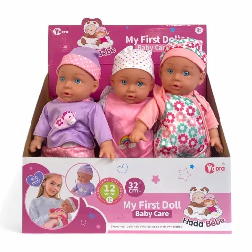 Baba hagyományos csecsemő, 3 színben, 30 cm, 6 db-os display