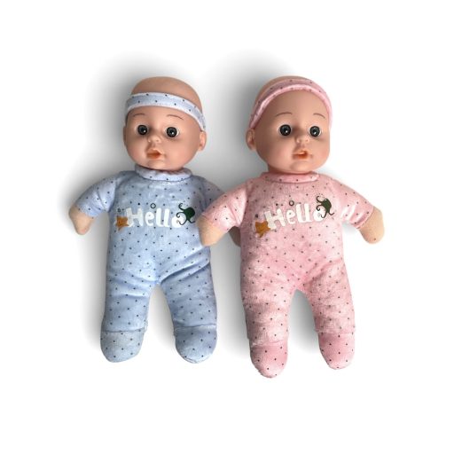 Baba, hagyományos, csecsemő, soft testű, 2 szín, 21 cm, 17x35 cm zacsk.