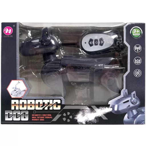 R/C robot kutya, el., jön-megy, vízgőzös, 2 szín, 20x13 cm dob. Gombel.