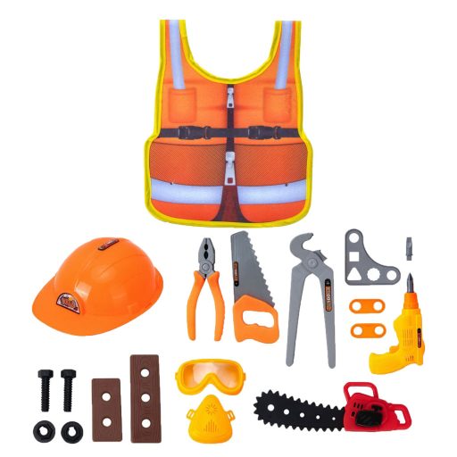 Szerszám klt., + munkás sisak + mellény, jelmez, 33x42+ cm zacsk.