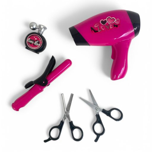 Hajszárító klt. el., sütővas, olló, 27x37 cm lapon