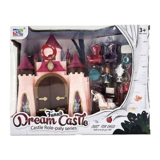   Kastély klt., el., hang-fény, + ló, bútor, babaház, 2 szín, 30x24 cm dob. Gombel.