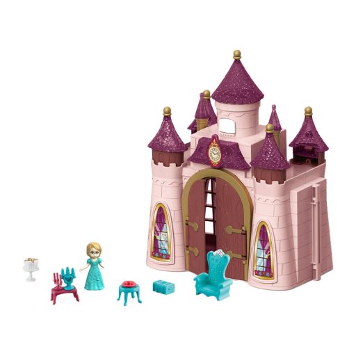 Kastély klt., el., hang-fény, + ló, bútor, babaház, 2 szín, 30x24 cm dob. Gombel.