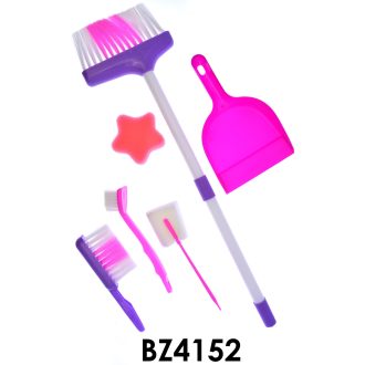 Takarító klt., lapát, kefe, partvis, 18*34+ cm zacsk.