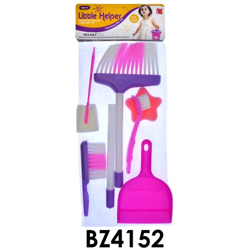 Takarító klt., lapát, kefe, partvis, 18*34+ cm zacsk.