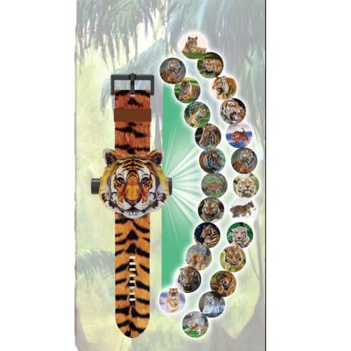 Projektor klt., el., Karóra forma, tigris minta, 14x29 cm lapon