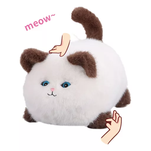 Interaktív plüss cica, szenzoros, mozgó arccal, puha társ.
