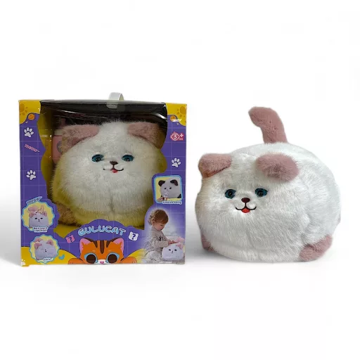 Interaktív plüss cica, szenzoros, mozgó arccal, puha társ.