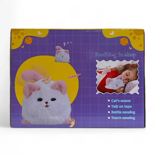 Interaktív plüss cica, szenzoros, mozgó arccal, puha társ.