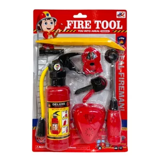   Tűzoltó szerszám klt., palack, szemüveg, kieg., 2 féle, 22x32 cm lapon