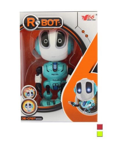 Fém robot, hang- és fényhatásokkal, visszabeszélő funkcióval.