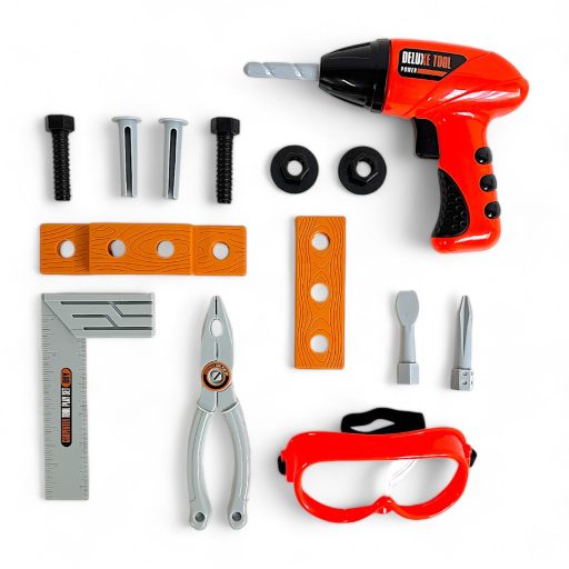 Szerszámos láda klt., + fúrógép manuális, 30x14 cm