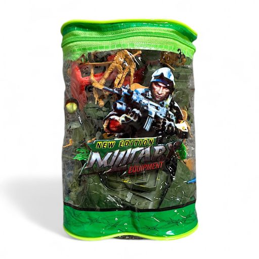 Katonai klt., 2 csapat + kieg., 14x20 cm. PVC hordozó