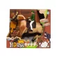   Ló, klt., ló + lovas, fésülős, nyereggel, 4 szín, 14x15 cm dob.