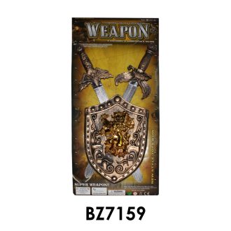 Lovag klt., pajzs, két kard, 27x65 cm lapon