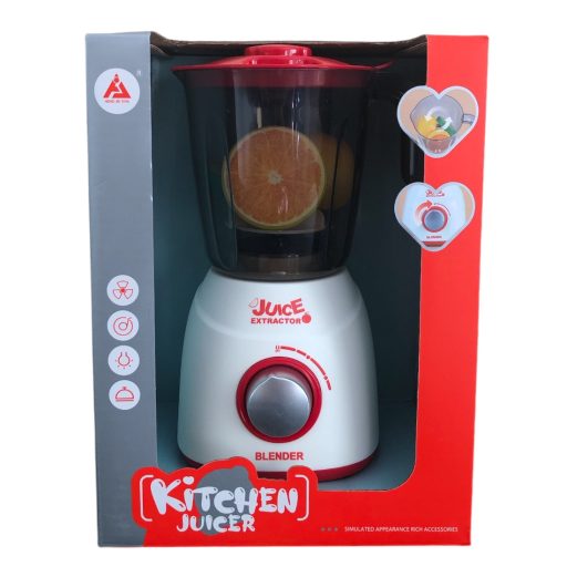 Konyhagép, turmixgép, el., hang+fény, benne gyümölcs, 16x21 cm dob.