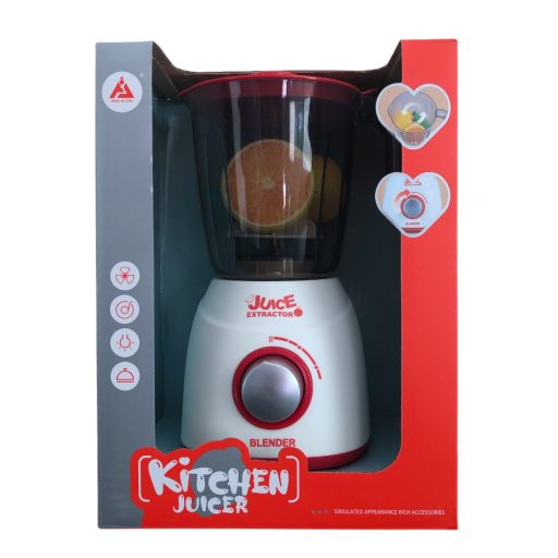 Konyhagép, turmixgép, el., hang+fény, benne gyümölcs, 16x21 cm dob.