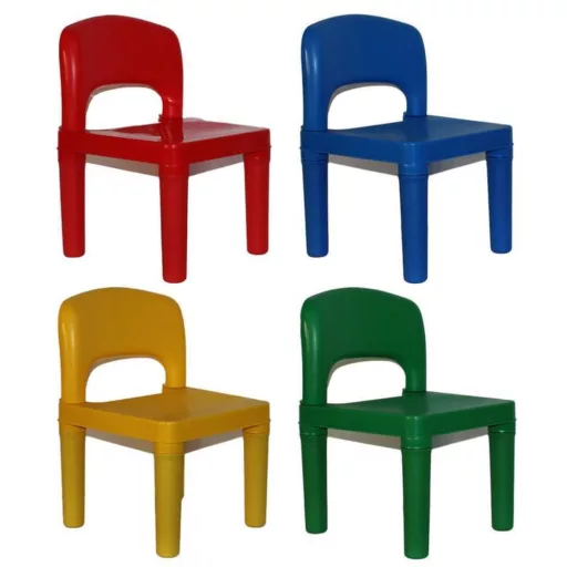 Kényelmes, színes Lego székek, ideális gyerekeknek asztalhoz.