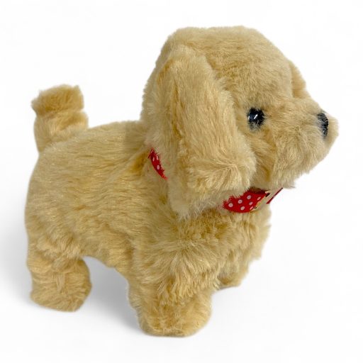 Kutya plüss, ugat és mozog, 5 színben, 18x13 cm, zacskóban.