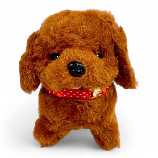 Kutya plüss, ugat és mozog, 5 színben, 18x13 cm, zacskóban.