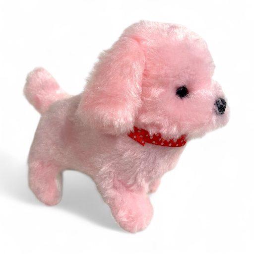 Kutya plüss, ugat és mozog, 5 színben, 18x13 cm, zacskóban.