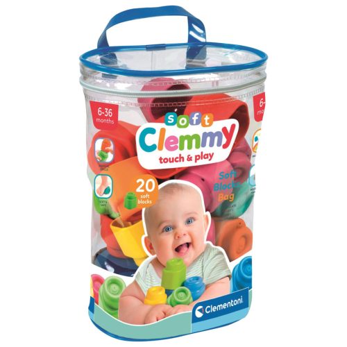 Bébi építőkocka Clemmy, puha, 20 db, 13x21x27 cm.