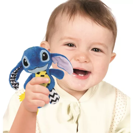 Disney Stitch bébi csörgő-rágóka, akasztóval, 15x25 cm.