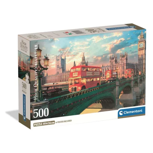Puzzle, Westminster Bridge, poszterrel, 500 db, 25x18 cm dob.