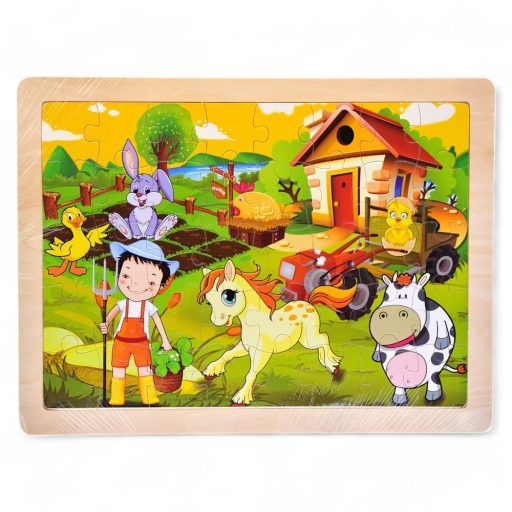 Fa puzzle, Farmos, több féle kép, 30x23 cm pvc csom