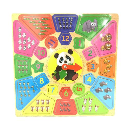 Fa puzzle óra gyerekeknek, színes számokkal és oktató funkcióval.