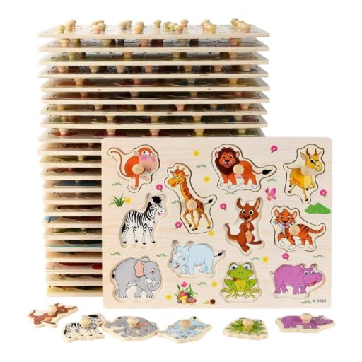 Fa ki-berakó, fafogantyús, vadállatos, 30x23 cm pvc csom.