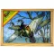 Fa puzzle madaras mintával, 4 kép, 12 db, 20x14 cm fa dobozban.