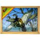 Fa puzzle madaras mintával, 4 kép, 12 db, 20x14 cm fa dobozban.