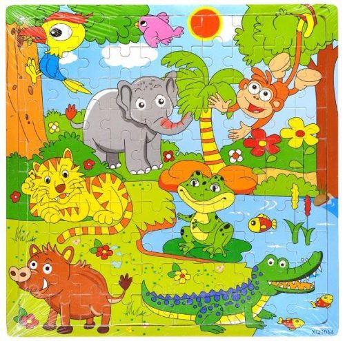 Vadállatos fa puzzle, 30x30 cm, fejlesztő játék gyerekeknek.