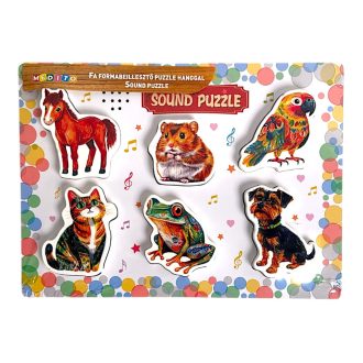   Fa ki-berakó, 3D-s, elemes, 6 állat saját hanggal, 30x21 cm pvc csom (2xAAA)