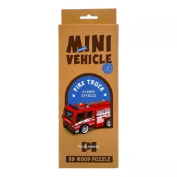 Fa puzzle, tűzoltó autó/busz, 3D-s, mini, 10x24+ cm dob.