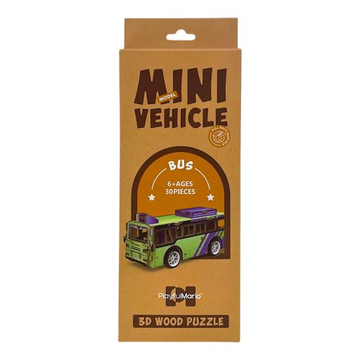 Fa puzzle, tűzoltó autó/busz, 3D-s, mini, 10x24+ cm dob.