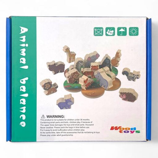 Fa egyensúlyozós játék vadállatos mintával, 21x18 cm