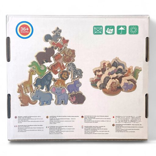 Fa egyensúlyozós játék vadállatos mintával, 21x18 cm