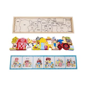   Fa kirakó farmos mintával, 13x45 cm, fejlesztő játék gyerekeknek.