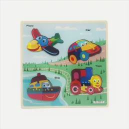   Fa ki-be rakó játék járművekkel, 4 db, 30x30 cm, PVC anyagból.