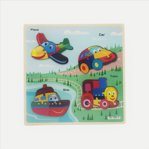 Fa ki-be rakó játék járművekkel, 4 db, 30x30 cm, PVC anyagból.