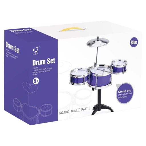 Gyerek dobkészlet cintányérral, 2 színben, 34x20 cm méretben.