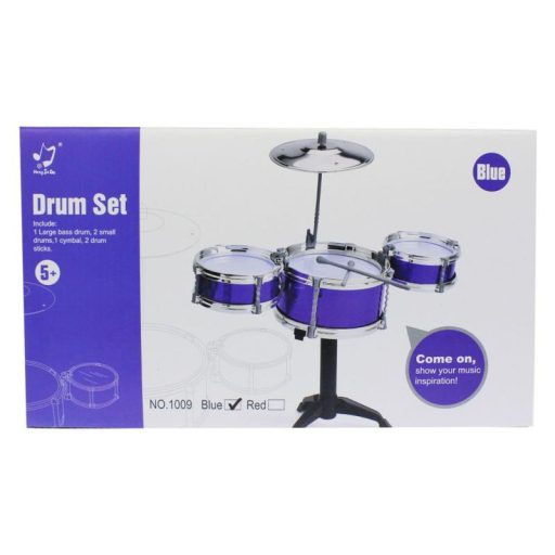 Gyerek dobkészlet cintányérral, 2 színben, 34x20 cm méretben.