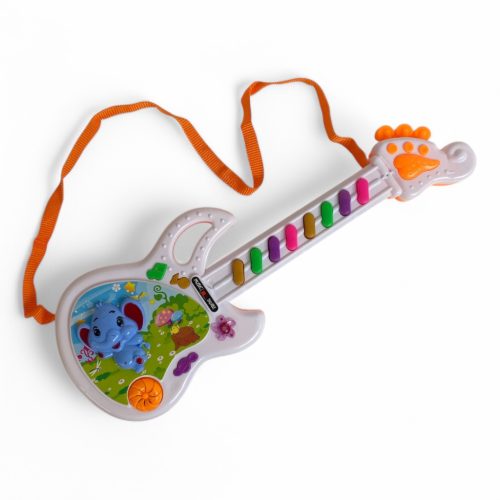 Mesés színes gitár, hang és fény effektekkel, 37 cm.