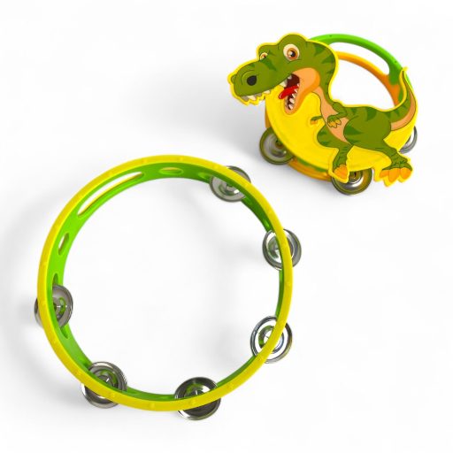 Dinoszauruszos csörgődob készlet, 2 db, 27x21 cm méretben.