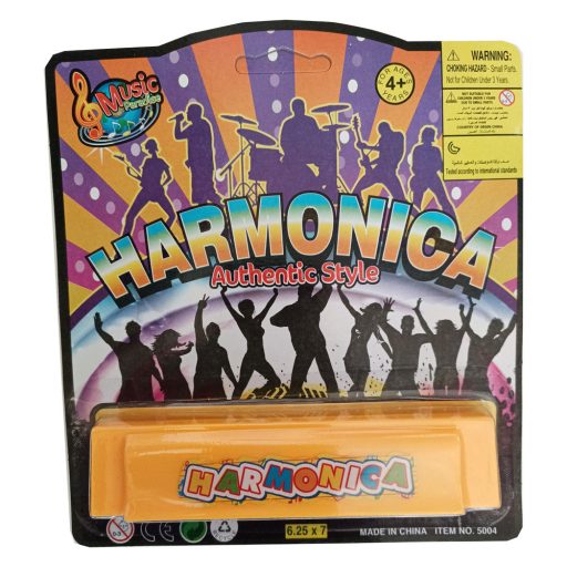 Színes műanyag szájharmonika gyerekeknek, 16x18 cm méretben.