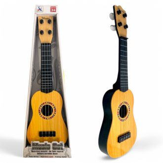 Gyermek gitár, 4 húros, 3 színben, 15x46 cm méretben.