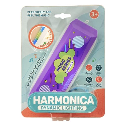 Szájharmónika, el., vil.,  Tartódobozban, 15x20 cm 3D-s lapon Gombel.